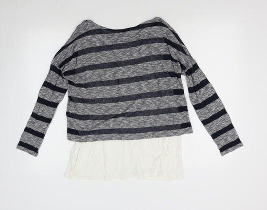 M&M's Womens Grey Striped Knit Pullover Jumper Size 14