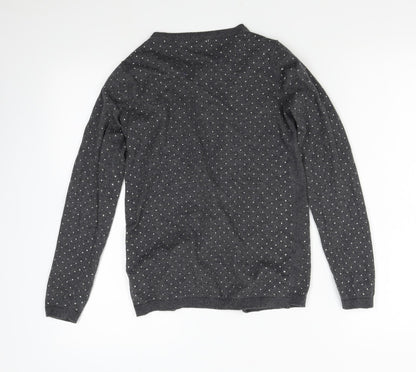 Preworn Womens Grey Polka Dot Knit Cardigan Jumper Size S