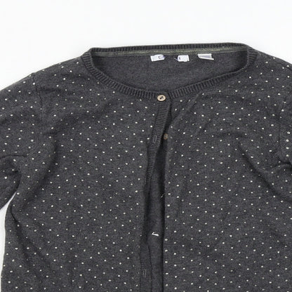 Preworn Womens Grey Polka Dot Knit Cardigan Jumper Size S