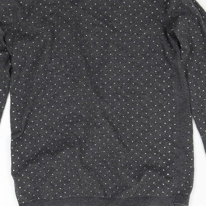 Preworn Womens Grey Polka Dot Knit Cardigan Jumper Size S