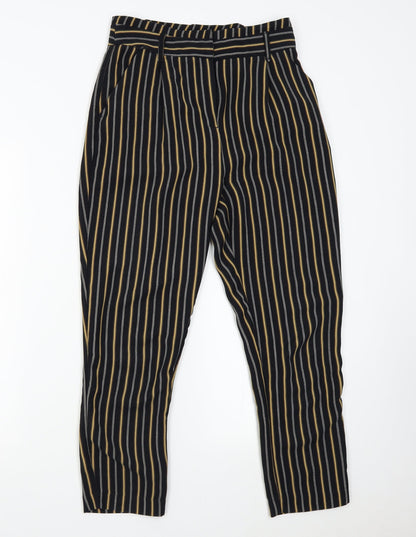 New Look Womens Black Striped  Trousers  Size 8 L26 in