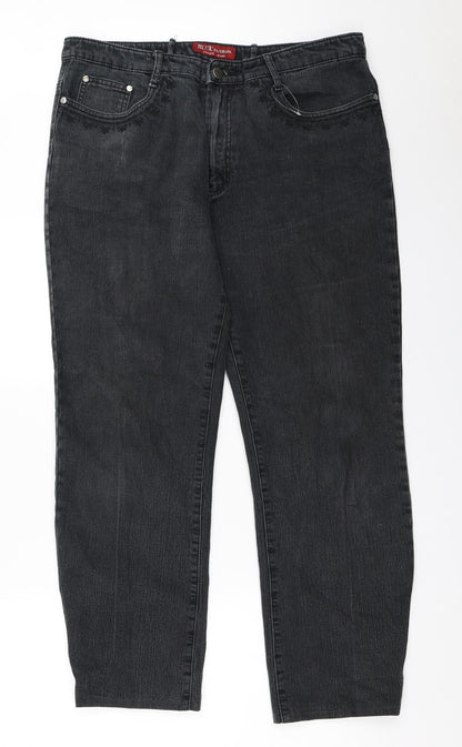Blue Fashion Womens Black   Straight Jeans Size 36 in L28.5 in
