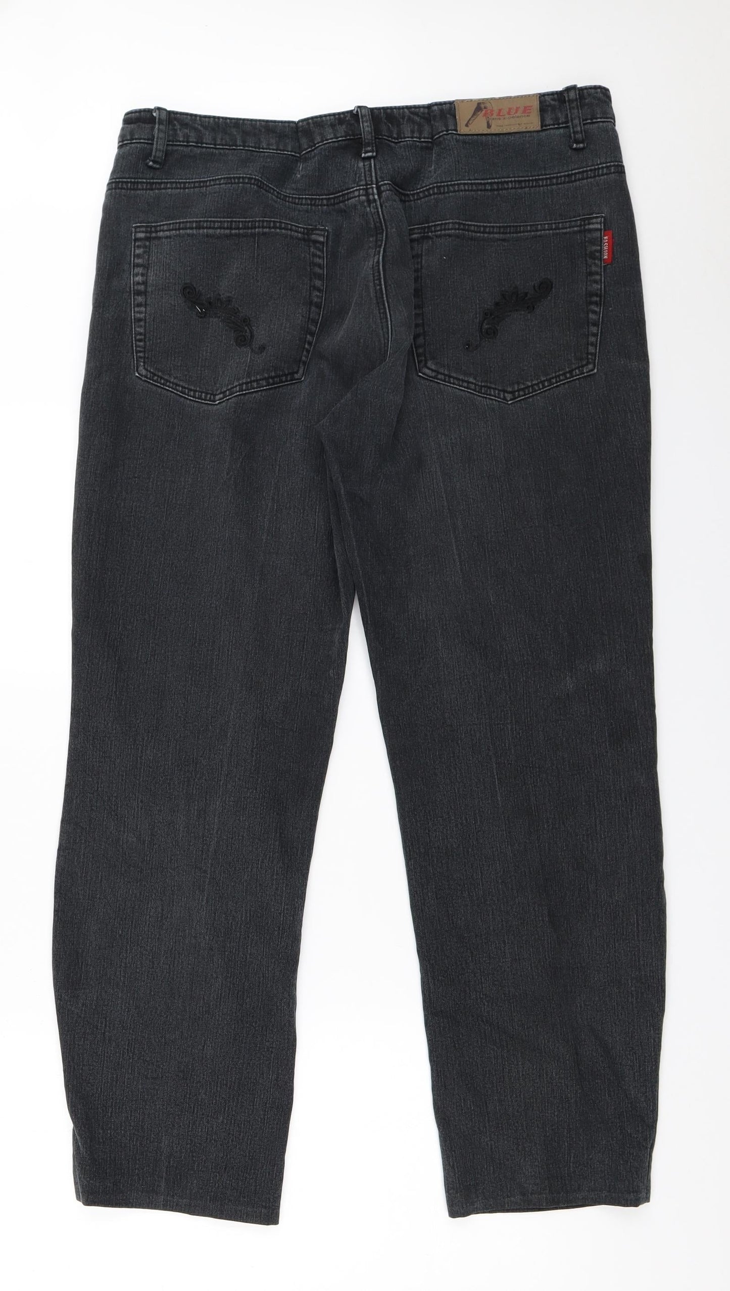 Blue Fashion Womens Black   Straight Jeans Size 36 in L28.5 in