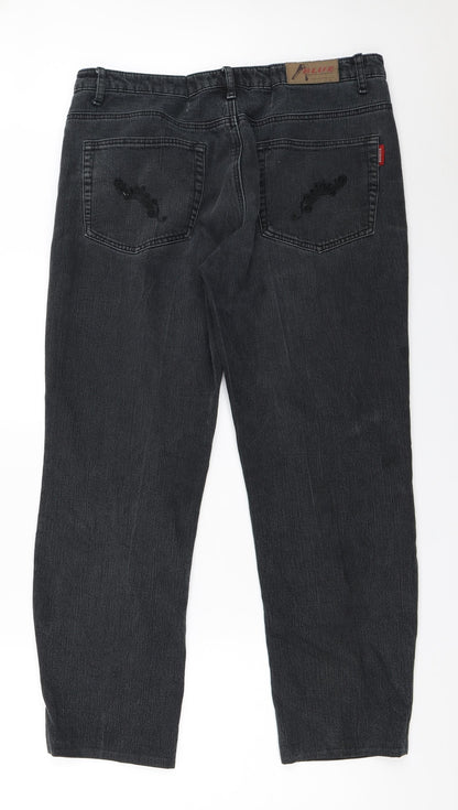 Blue Fashion Womens Black   Straight Jeans Size 36 in L28.5 in