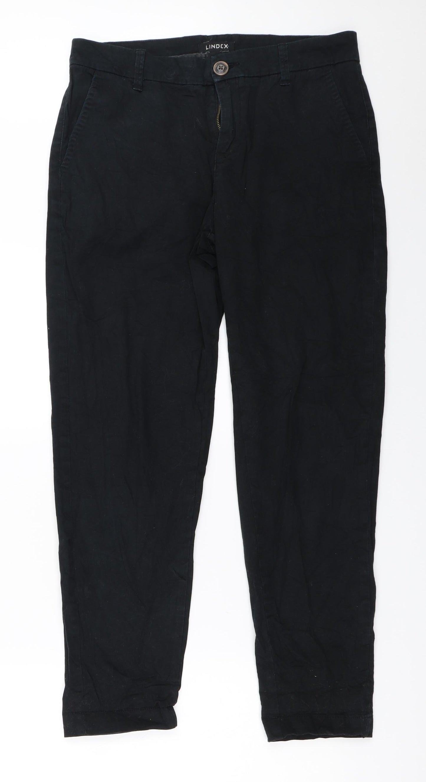 Womens UK Size 36 Lindex Regular Fit Chino Black Trousers