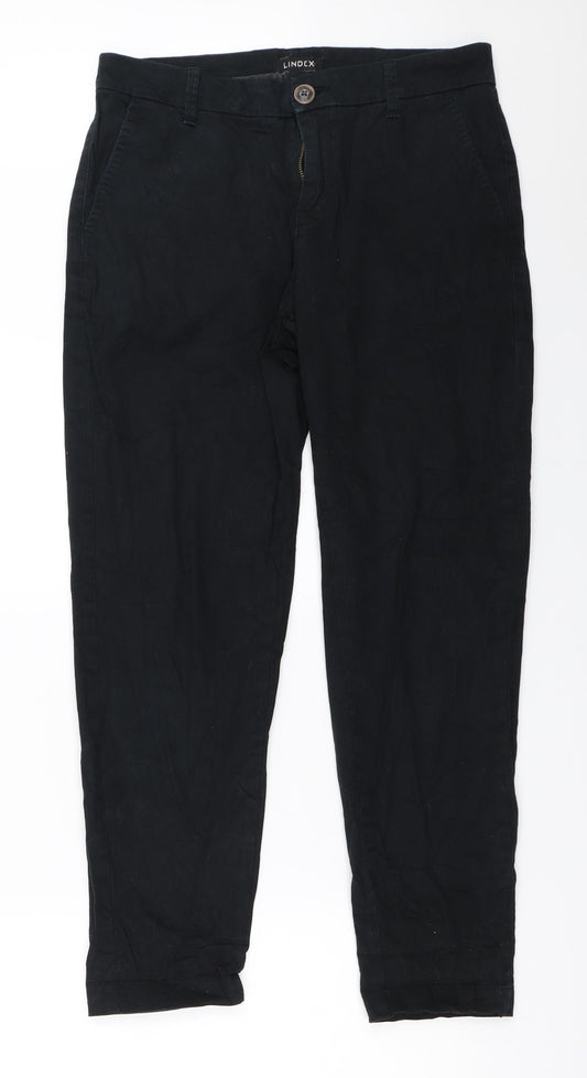 Womens UK Size 36 Lindex Regular Fit Chino Black Trousers