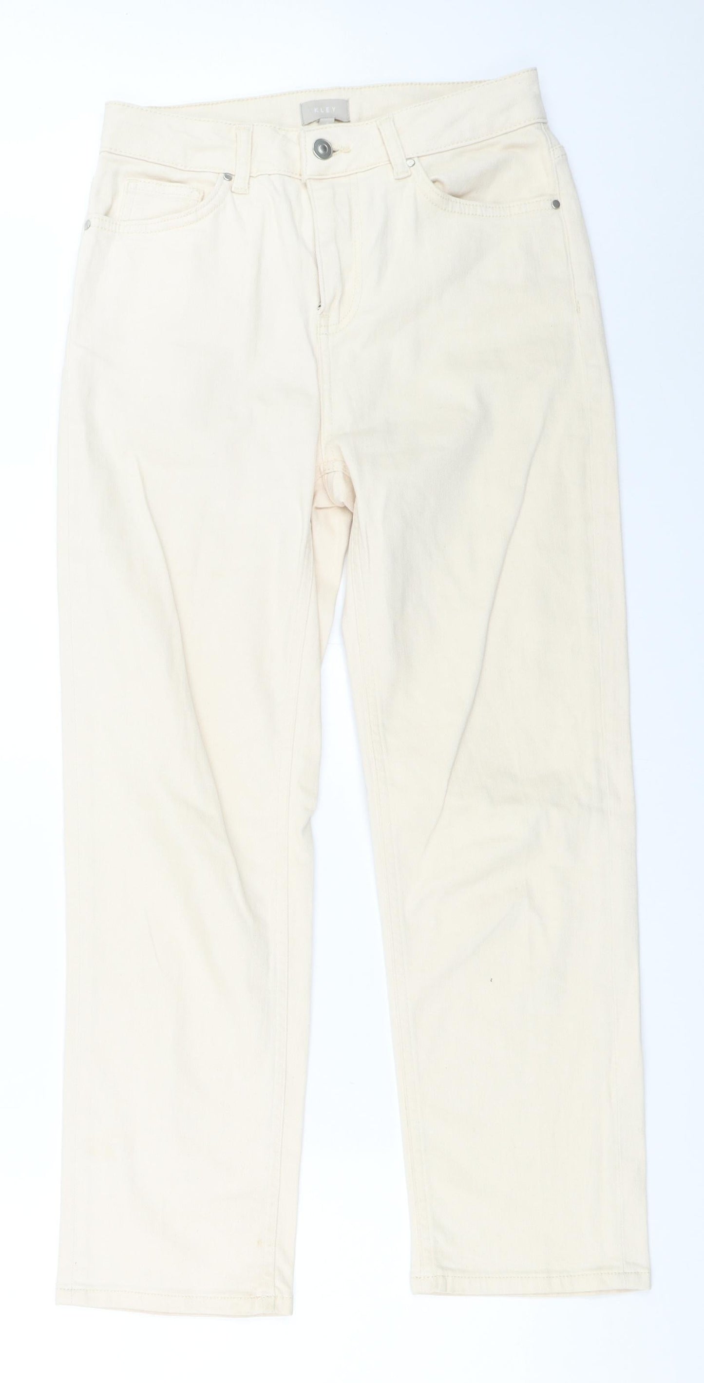 Kley Womens Ivory   Straight Jeans Size 8 L26.5 in