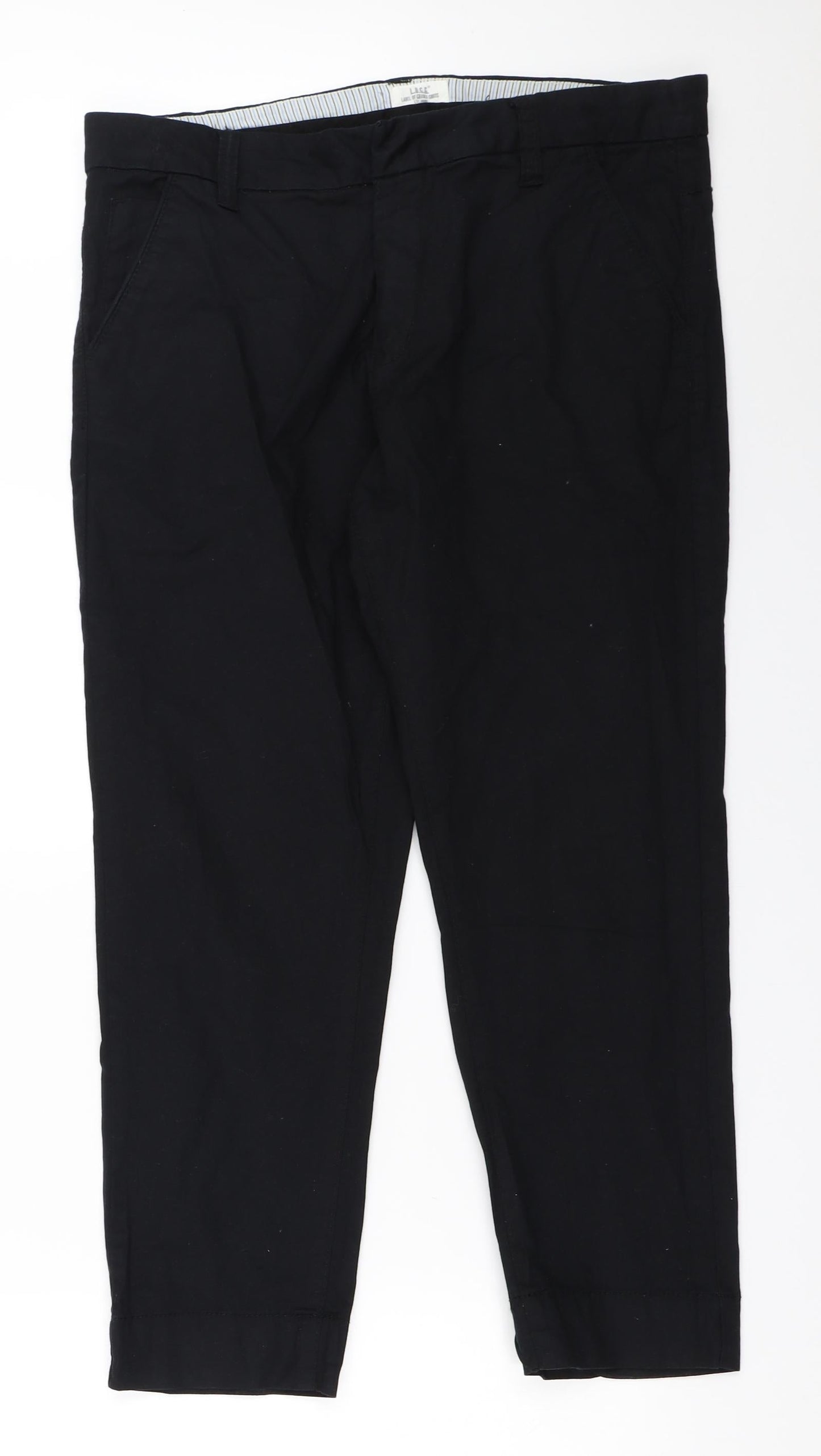 Womens UK Size 44 H&M Regular Fit Capri Black Trousers