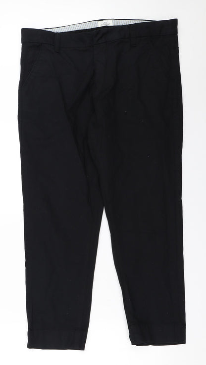 Womens UK Size 44 H&M Regular Fit Capri Black Trousers