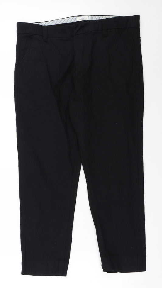 Womens UK Size 44 H&M Regular Fit Capri Black Trousers