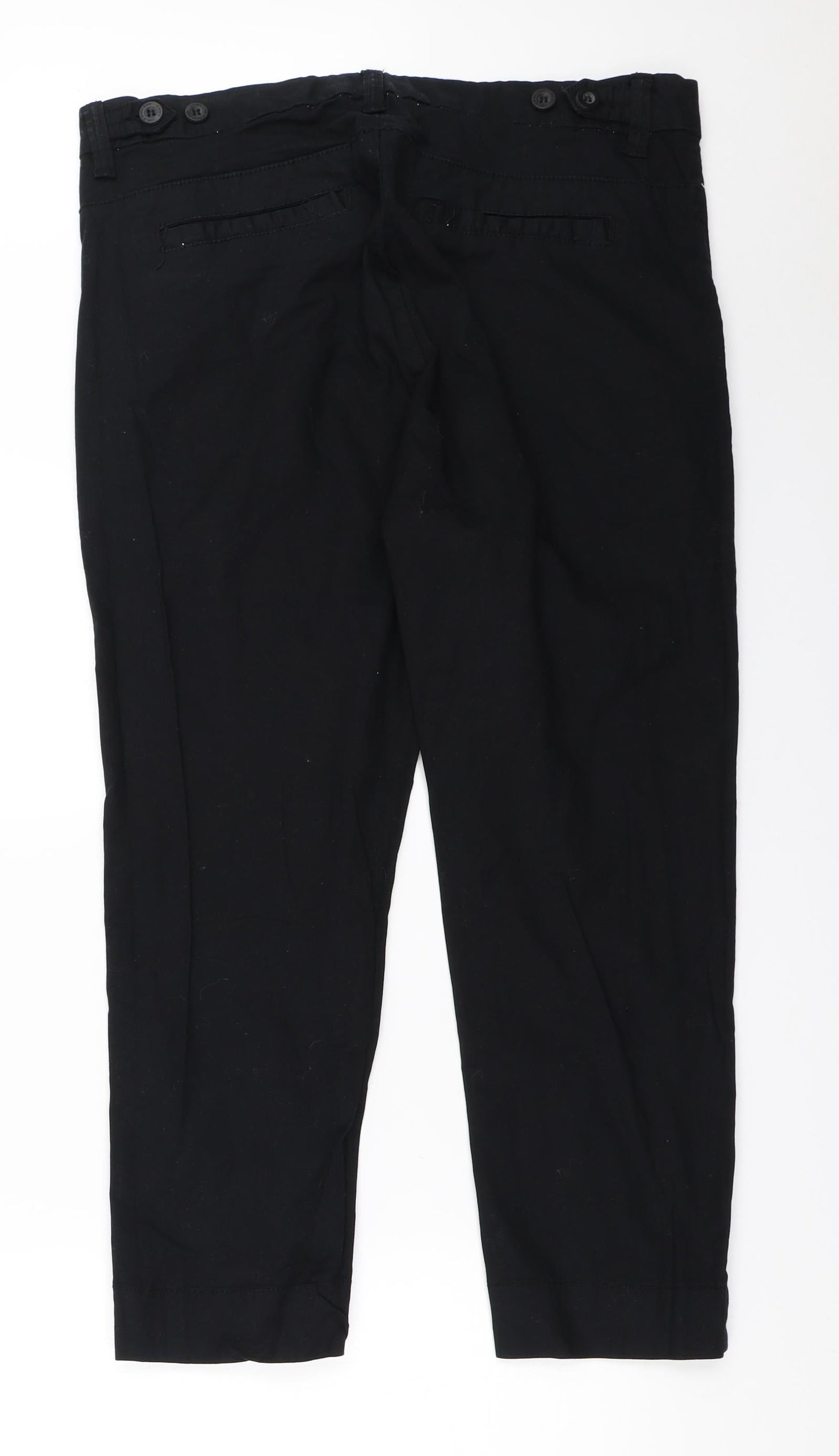 Womens UK Size 44 H&M Regular Fit Capri Black Trousers