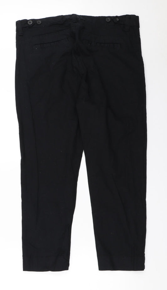 Womens UK Size 44 H&M Regular Fit Capri Black Trousers
