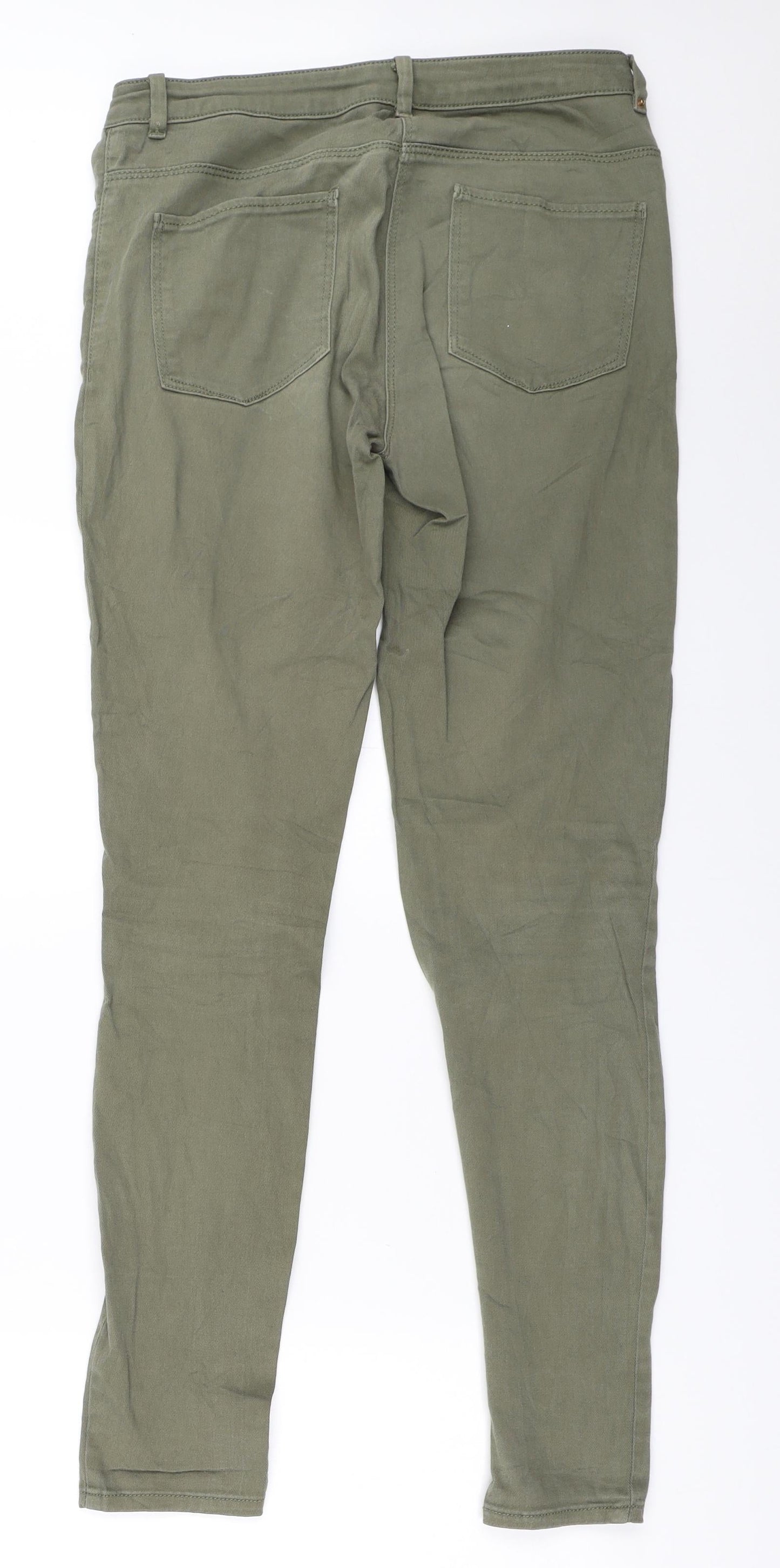 Womens UK Size 38 H&M Regular Fit Skinny Green Jeans