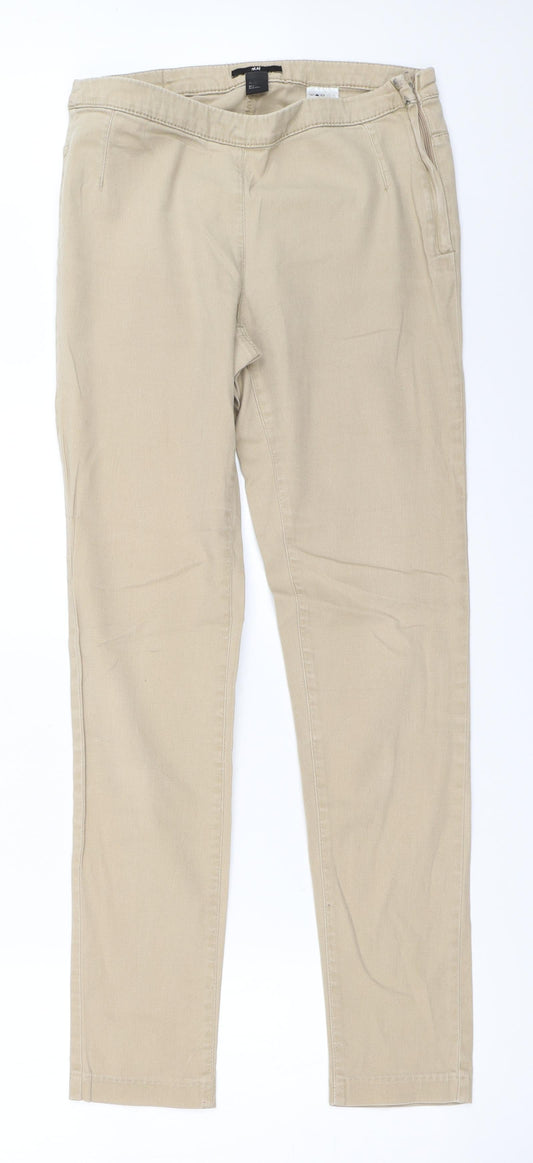 Womens UK Size 28 in H&M Regular Fit Capri Beige Trousers