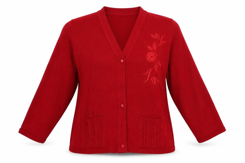 Womens UK Size M Florida Red Cardigan Jumper