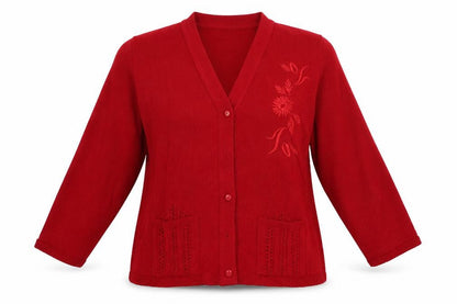 Womens UK Size M Florida Red Cardigan Jumper