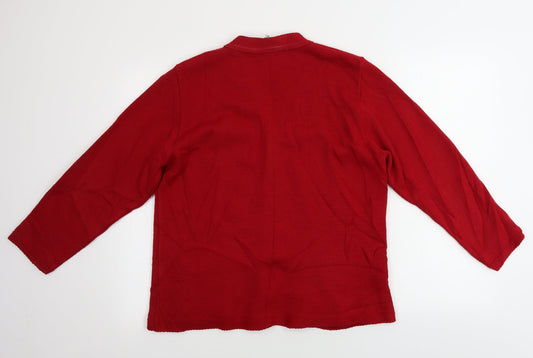 Womens UK Size M Florida Red Cardigan Jumper