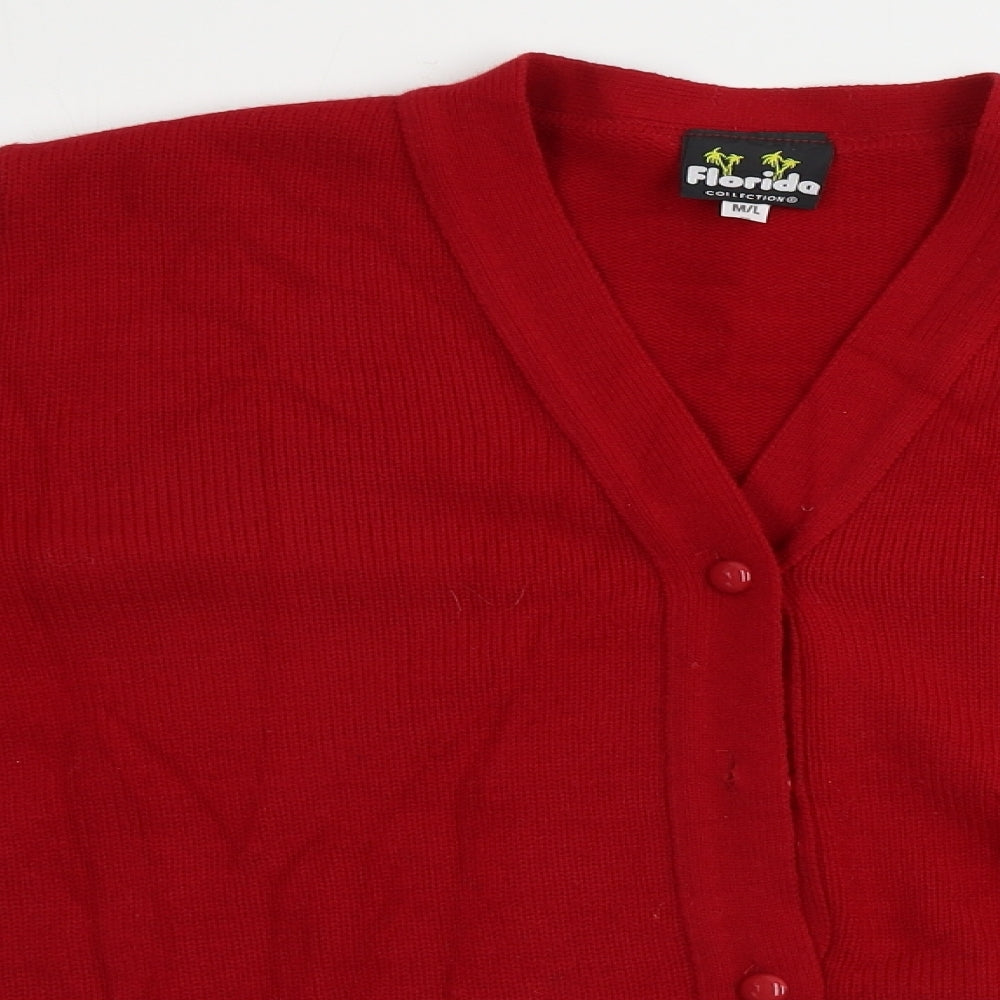 Womens UK Size M Florida Red Cardigan Jumper