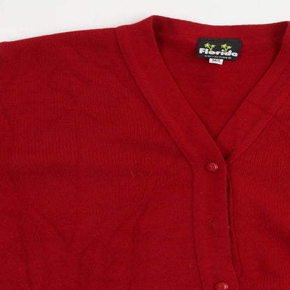 Womens UK Size M Florida Red Cardigan Jumper