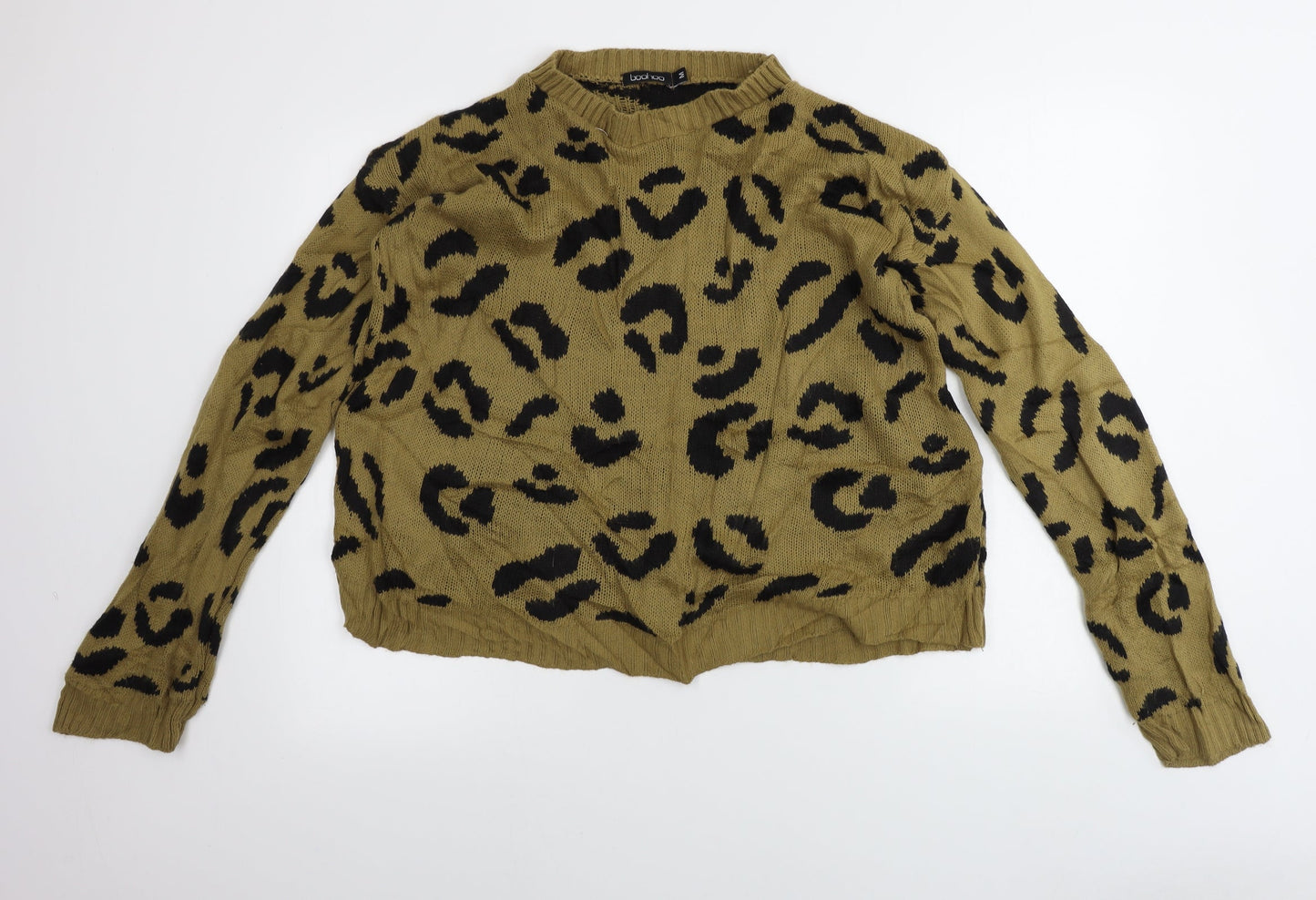 Boohoo  Womens Brown Animal Print  Pullover Jumper Size M