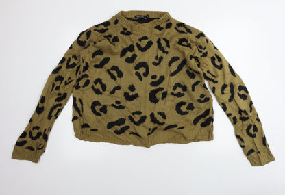 Boohoo  Womens Brown Animal Print  Pullover Jumper Size M