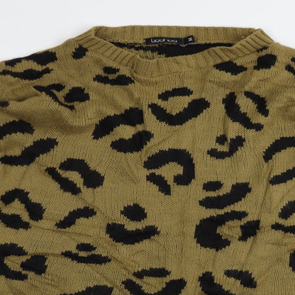 Boohoo  Womens Brown Animal Print  Pullover Jumper Size M