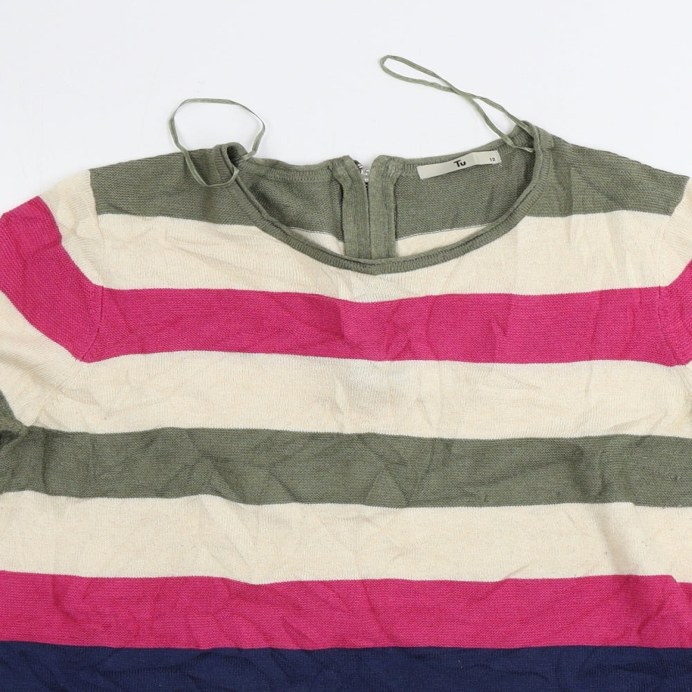 TU Womens Black Striped  Pullover Jumper Size 12