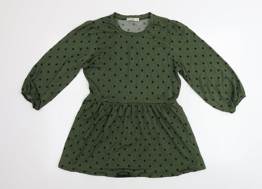 Stradivarius  Womens Green Polka Dot  A-Line  Size M