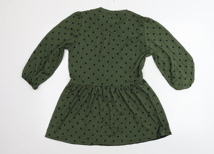 Stradivarius  Womens Green Polka Dot  A-Line  Size M