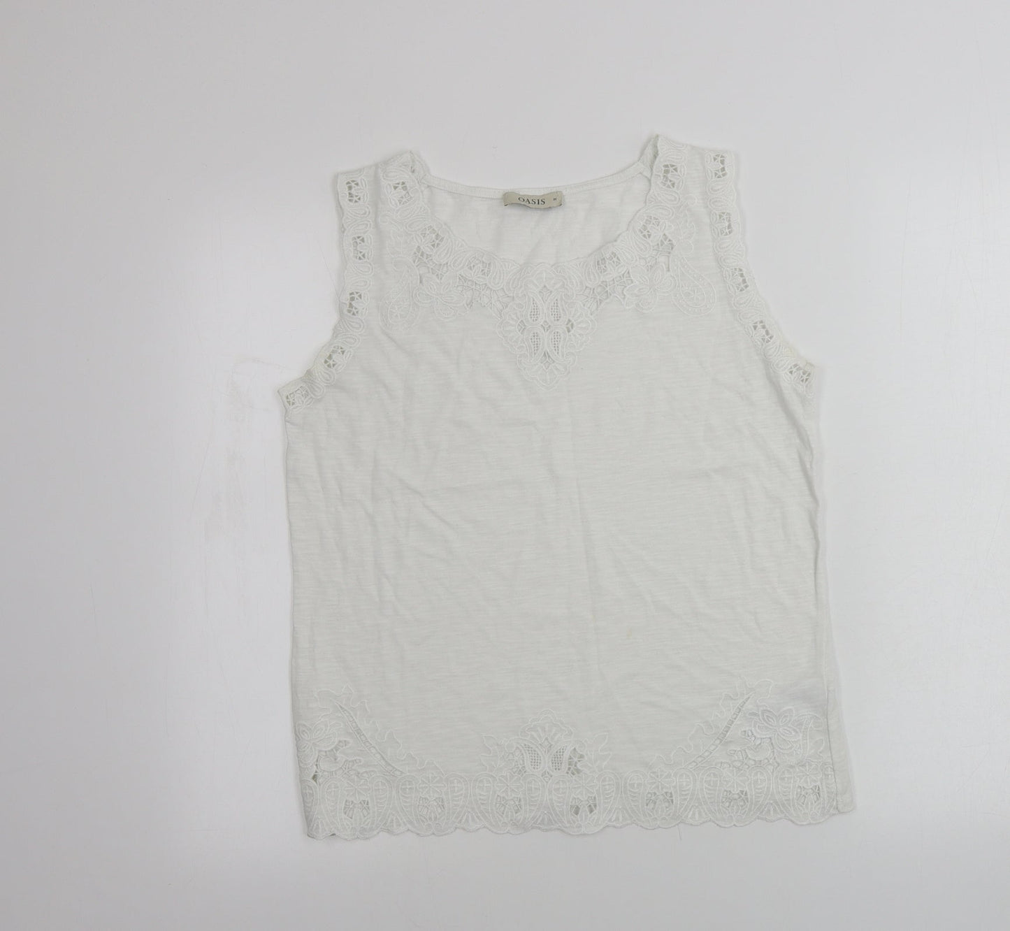Womens UK Size M Oasis White Basic Polo