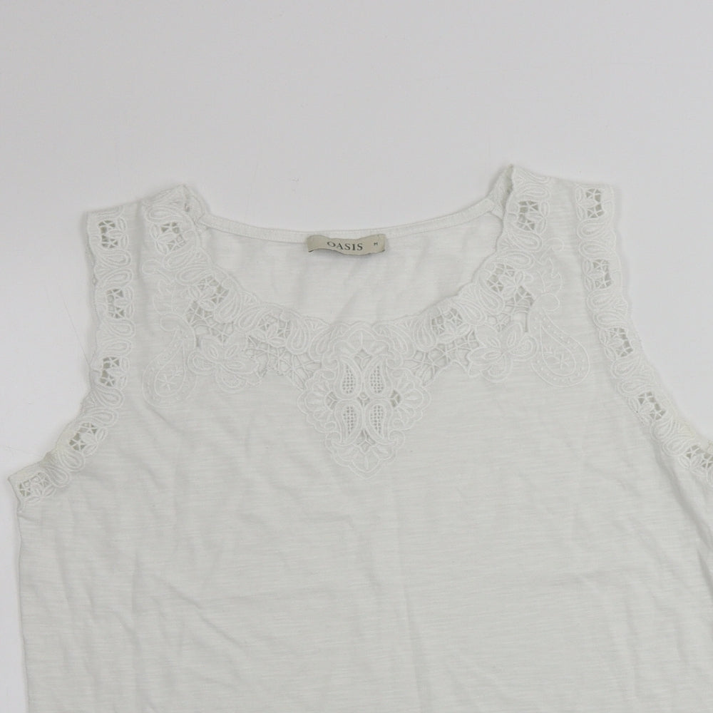 Womens UK Size M Oasis White Basic Polo
