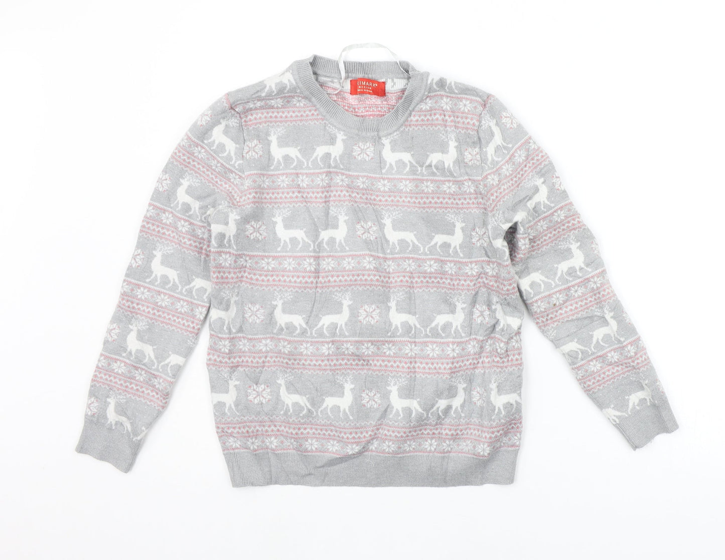 Primark Womens Grey Geometric  Pullover Jumper Size M  - christams