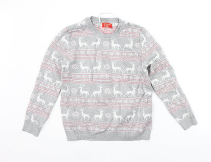 Primark Womens Grey Geometric  Pullover Jumper Size M  - christams