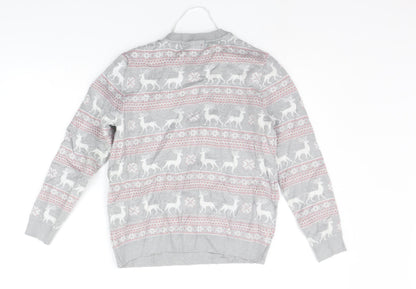 Primark Womens Grey Geometric  Pullover Jumper Size M  - christams