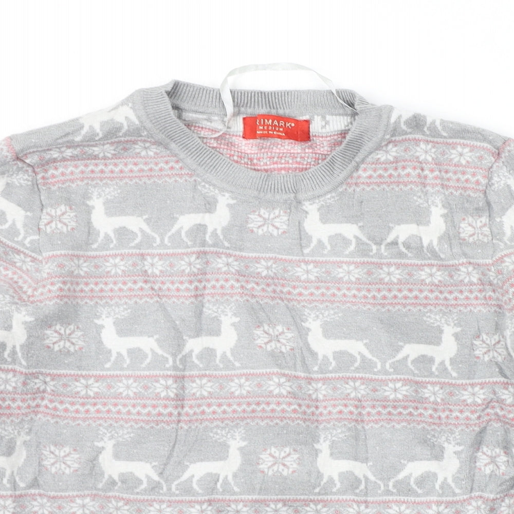 Primark Womens Grey Geometric  Pullover Jumper Size M  - christams