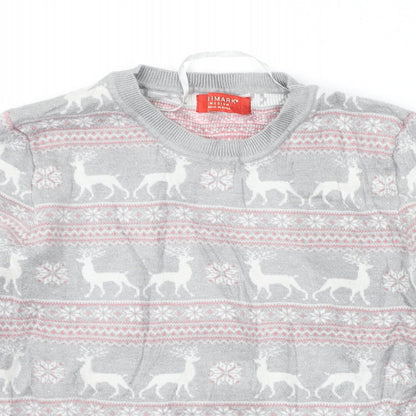 Primark Womens Grey Geometric  Pullover Jumper Size M  - christams