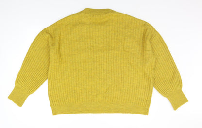 Womens UK Size L Peacocks Yellow Pullover Jumper