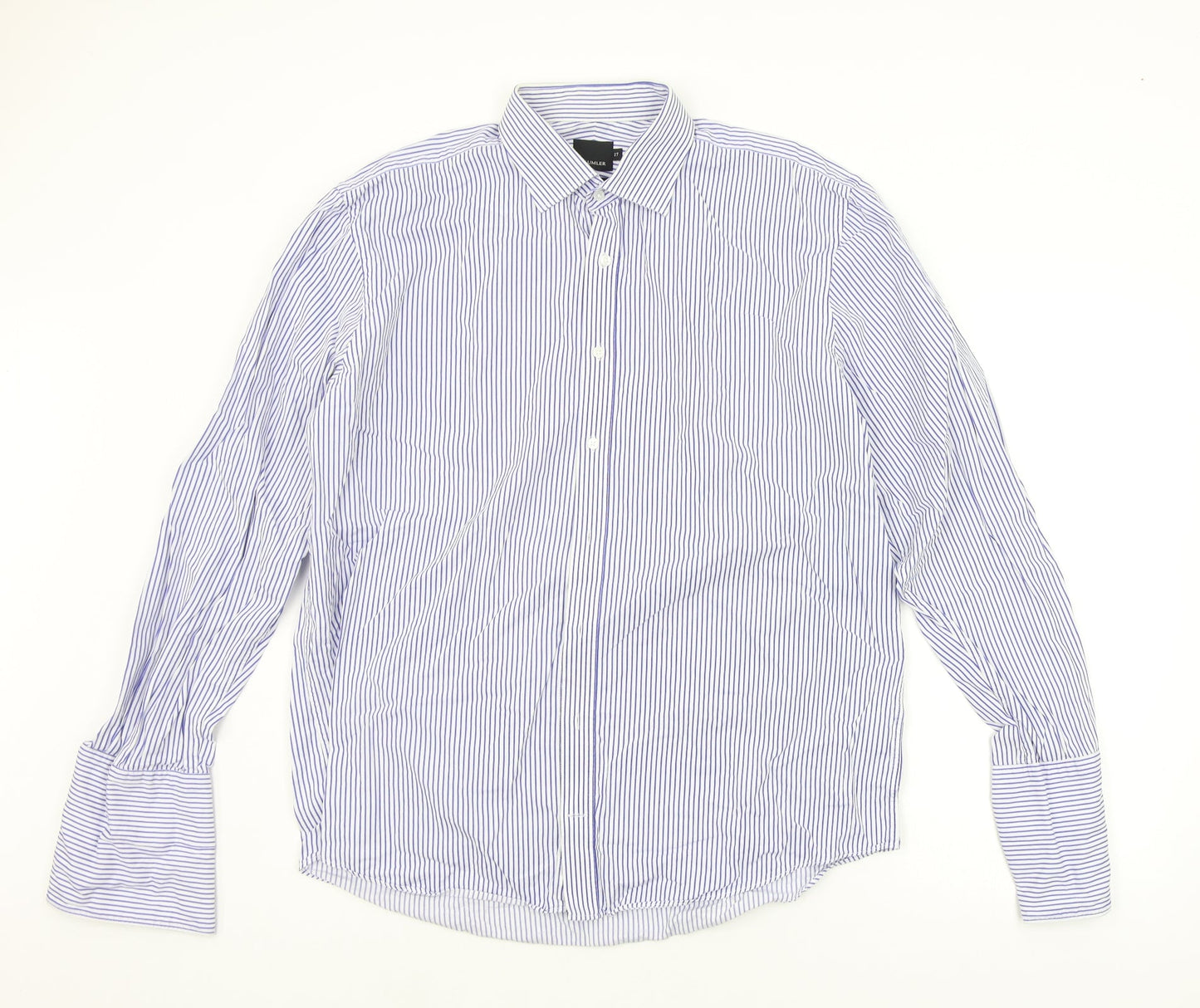 Mens UK Size 17 Baumer Blue  Button-Up Long Sleeve Casual Shirt