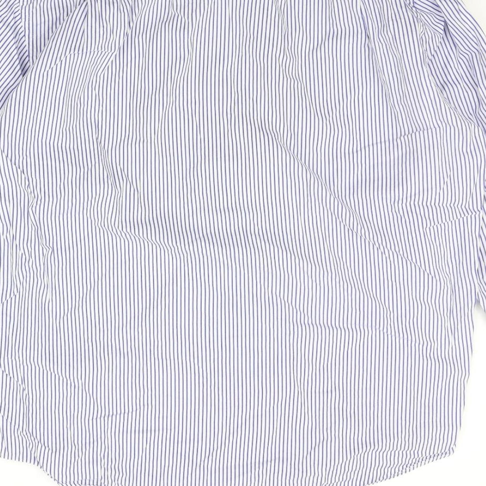 Mens UK Size 17 Baumer Blue  Button-Up Long Sleeve Casual Shirt