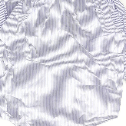 Mens UK Size 17 Baumer Blue  Button-Up Long Sleeve Casual Shirt