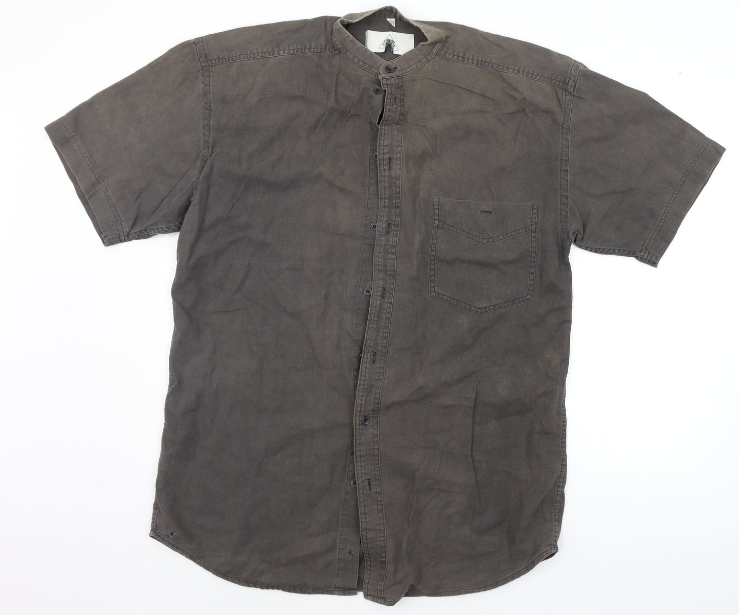 Mens UK Size S Preworn Brown  Button-Up Short Sleeve Casual Shirt