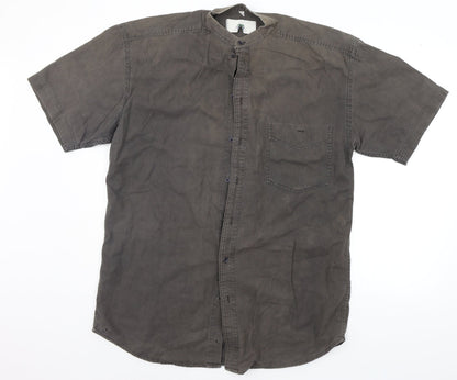 Mens UK Size S Preworn Brown  Button-Up Short Sleeve Casual Shirt