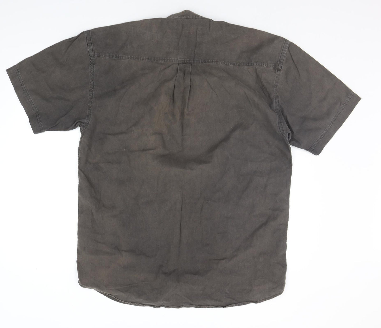 Mens UK Size S Preworn Brown  Button-Up Short Sleeve Casual Shirt