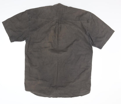 Mens UK Size S Preworn Brown  Button-Up Short Sleeve Casual Shirt