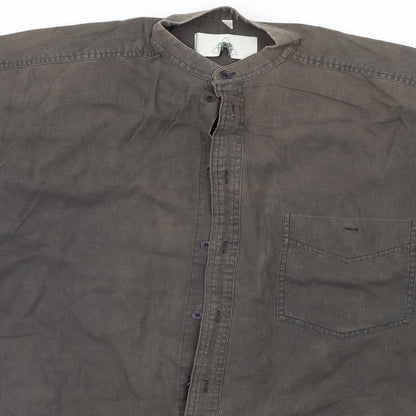 Mens UK Size S Preworn Brown  Button-Up Short Sleeve Casual Shirt