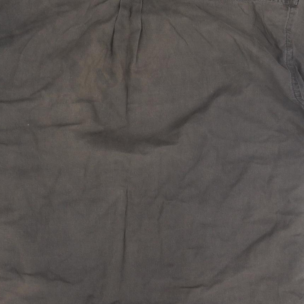 Mens UK Size S Preworn Brown  Button-Up Short Sleeve Casual Shirt