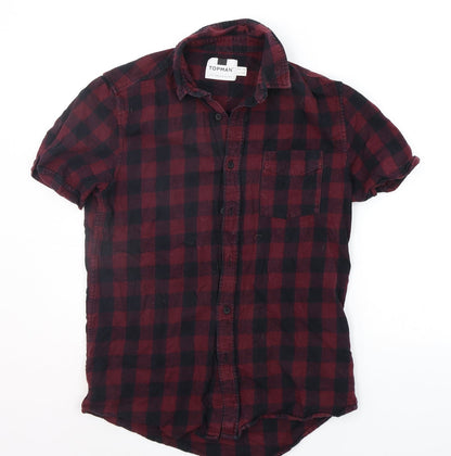 Topshop Girls Red Check  Basic Button-Up Size S