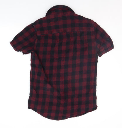 Topshop Girls Red Check  Basic Button-Up Size S