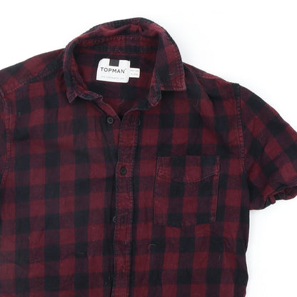 Topshop Girls Red Check  Basic Button-Up Size S