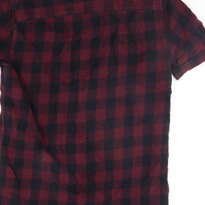 Topshop Girls Red Check  Basic Button-Up Size S